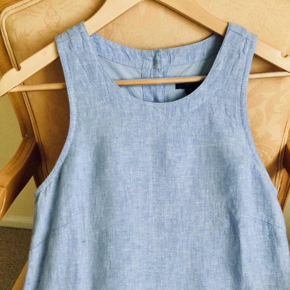 J.Crew Linen Shift Dress Button Back Beauchamps SP